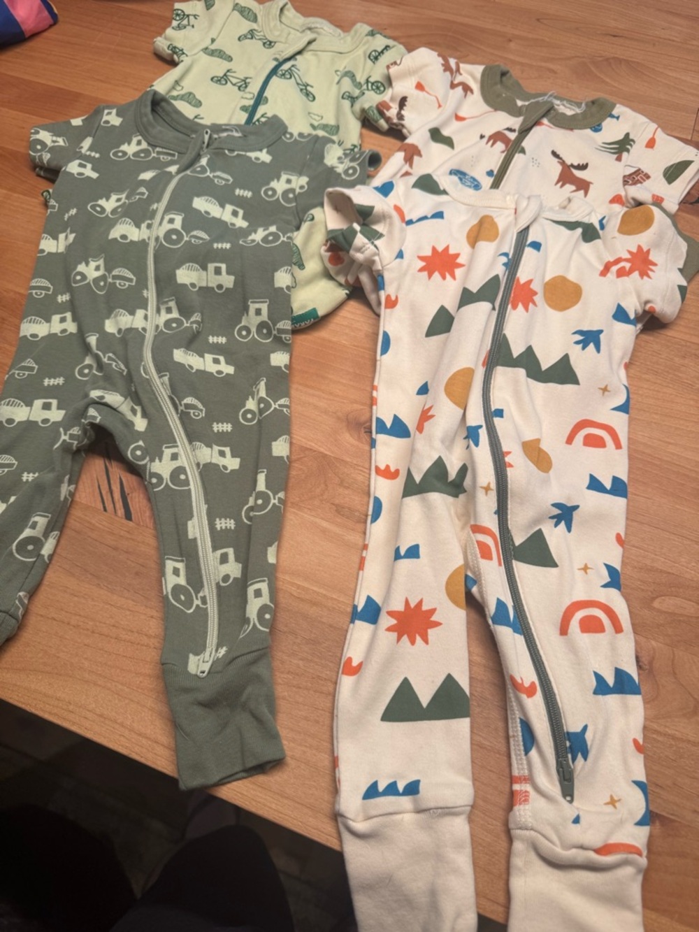 Parade Organics Short Sleeve 2 Way Zip Pajamas - Set of 4 - 0-3 Months